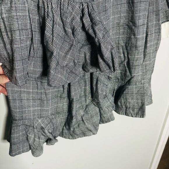 PETERSYN Womens Grey Plaid Collared Long Sleeve Ruffle Mini Dress Size XL - Picture 7 of 14